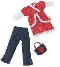 Poupee Ensemble robe rouge et jean 33 cm