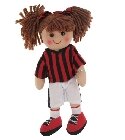Poupée tissu foot maillot rayé rouge poupee