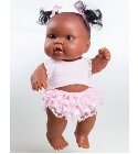 poupee Mini bébé Hébé métisse jupe rose 21cm