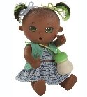 Bébé Ada fait pipi africaine robe bleue 22cm poupee